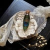 Real Peacock Feather Curio Jar
