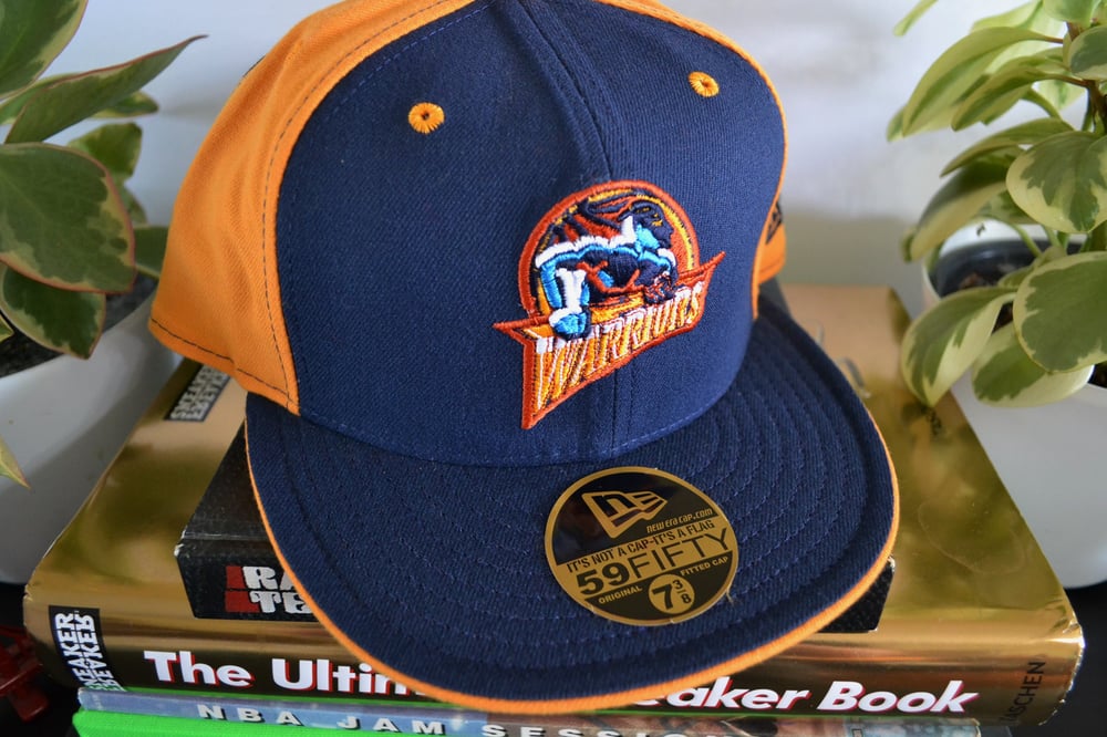 Image of 2000's Golden State Warriors New Era Pinwheel Fitted Hat Sz.7-3/8