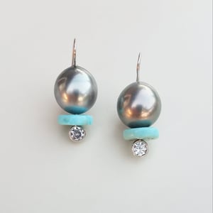 Tahitian Pearls & Turquoise Earrings