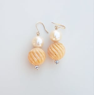 Pearl & Orange Opal Earrings
