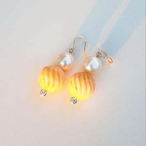 Pearl & Orange Opal Earrings