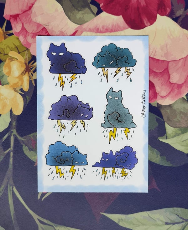Image of Sticker sheet stormy cat clouds A6