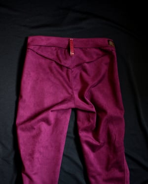 Image of  SAMPLE SALE - Heavy Zipper pants in purple suede (Size S)