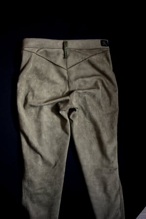 Image of SAMPLE SALE - Kultchen Heavy Zipper pants in khaki green suede (Size S)