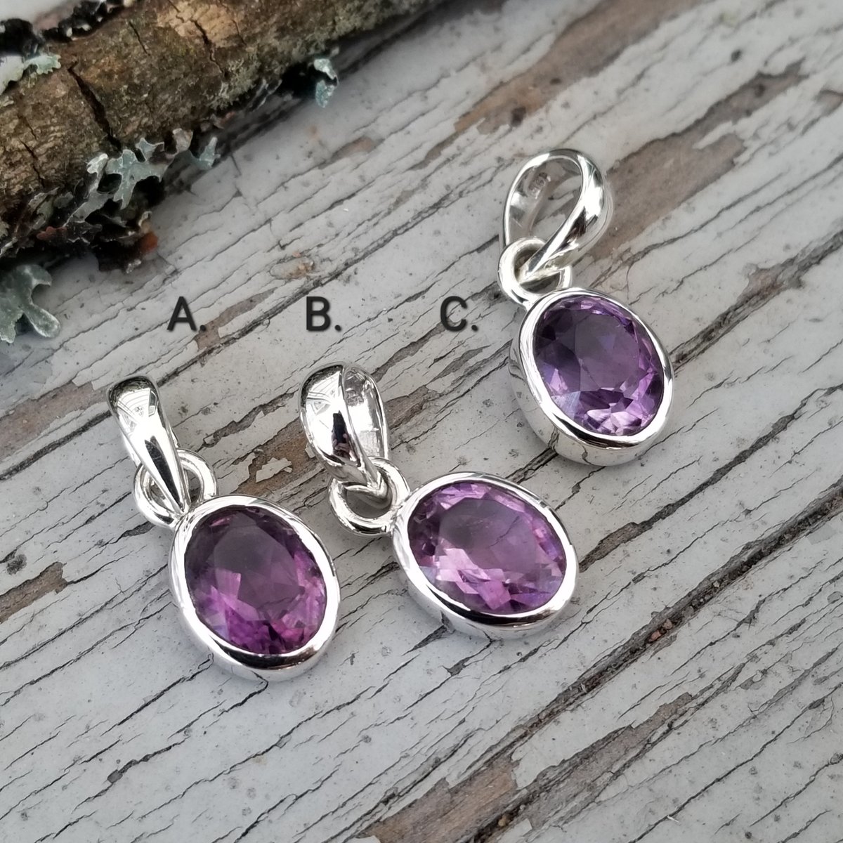 Image of Classic Facet - Amethyst Pendants in Sterling Silver 