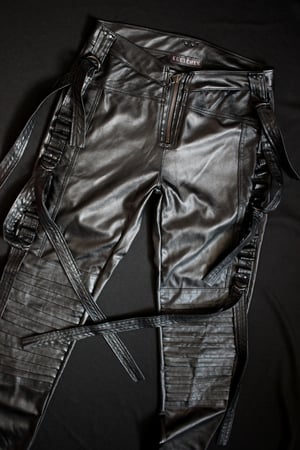 Image of SAMPLE SALE - Black fauxleather pants with straps (Size S) 