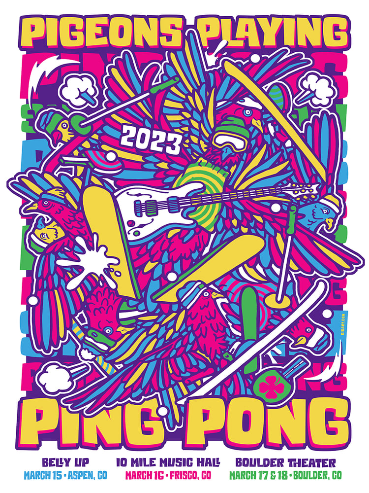 GIGART — Pigeons Playing Ping Pong 2023 - Main White Print