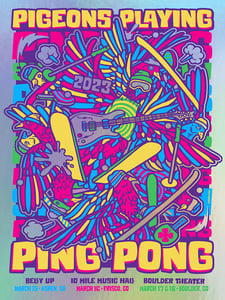 Image of Pigeons Playing Ping Pong 2023 - Rainbow Foil