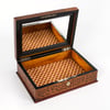 19th century Maple and Mahogany Veneered Jewelry Box with Patterned and Scrolling Marquetry