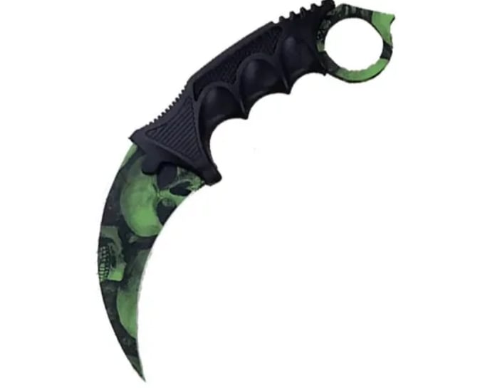 Image of Green-Skull pattern Karambit Knife