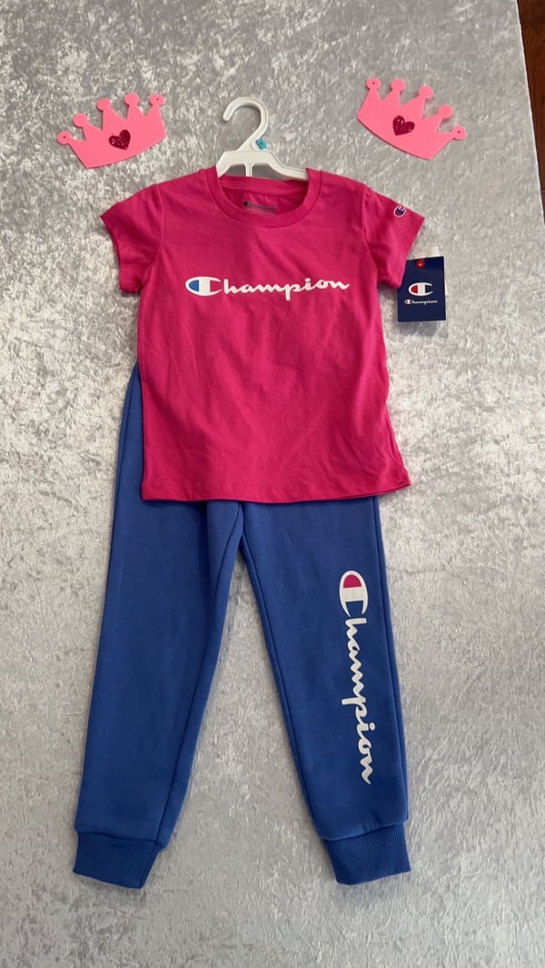 Image of Champion 2 piece set  pink/purple