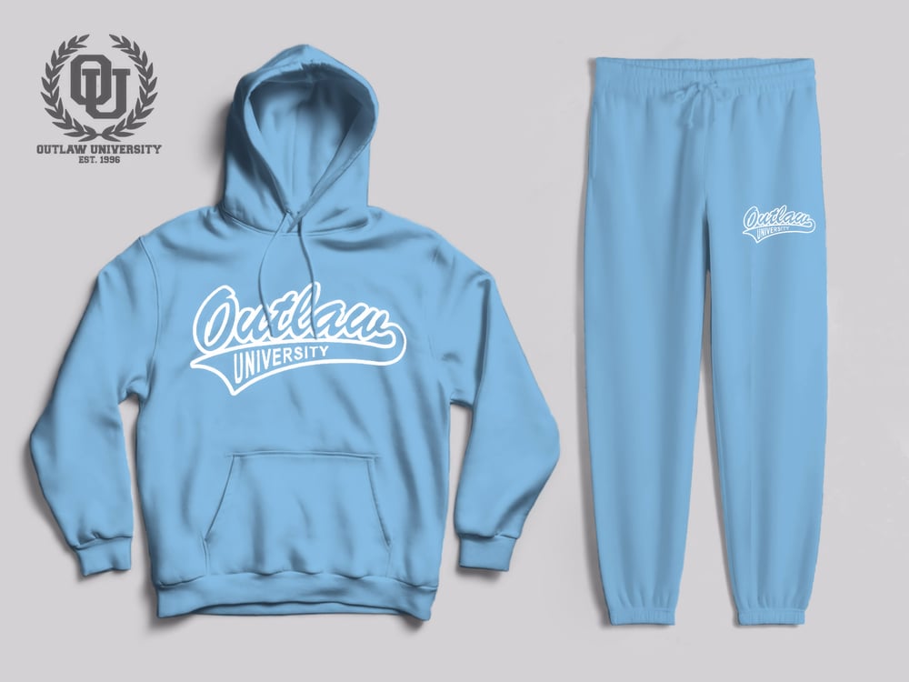 Image of Outlaw Flavors Unisex sweatsuit comes in - Mint, Olive, Sky Blue, Royal blue, Nude