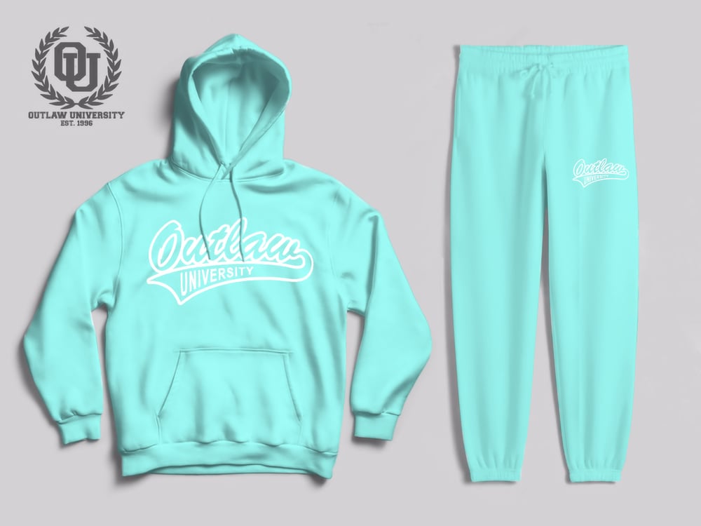 Image of Outlaw Flavors Unisex sweatsuit comes in - Mint, Olive, Sky Blue, Royal blue, Nude