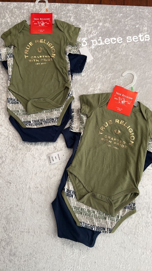 Image of True Religion 3 piece onesie sets