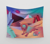 Fantasy Art Print Wall Tapestry - 'Sunrise in the Crystal City'