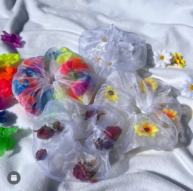 Floral Organza Scrunchies