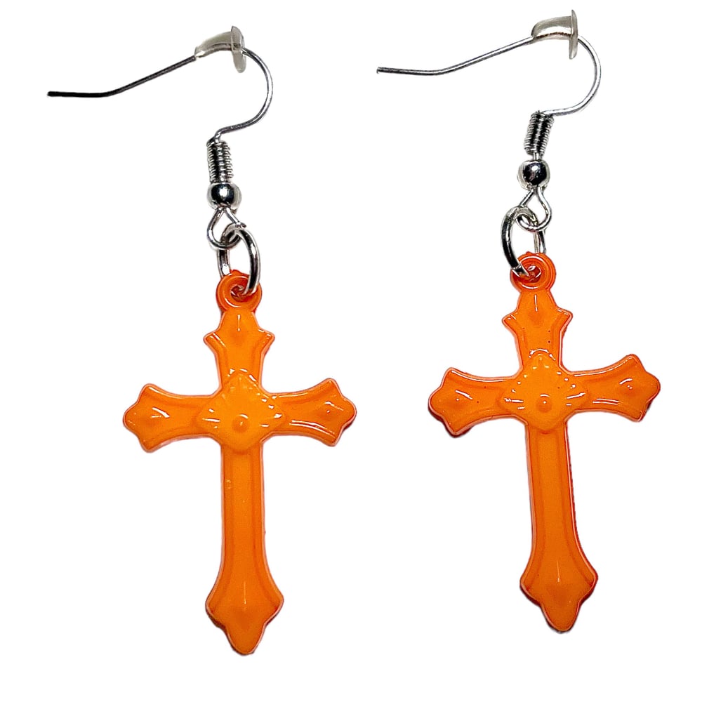 Image of Orange Cross Earrings