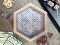 Image 1 of Purple and White Mermaid Hexagon Dice Tray