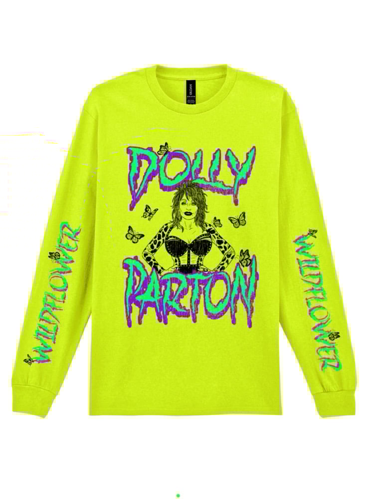 Image of dolly Parton wildflower graphic long sleeve tee