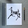 Skelly Deer A4 Print