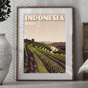 Image of Vintage poster Indonesia - Bali - Rice Terrace - Paddy field - Clay - Fine Art Print
