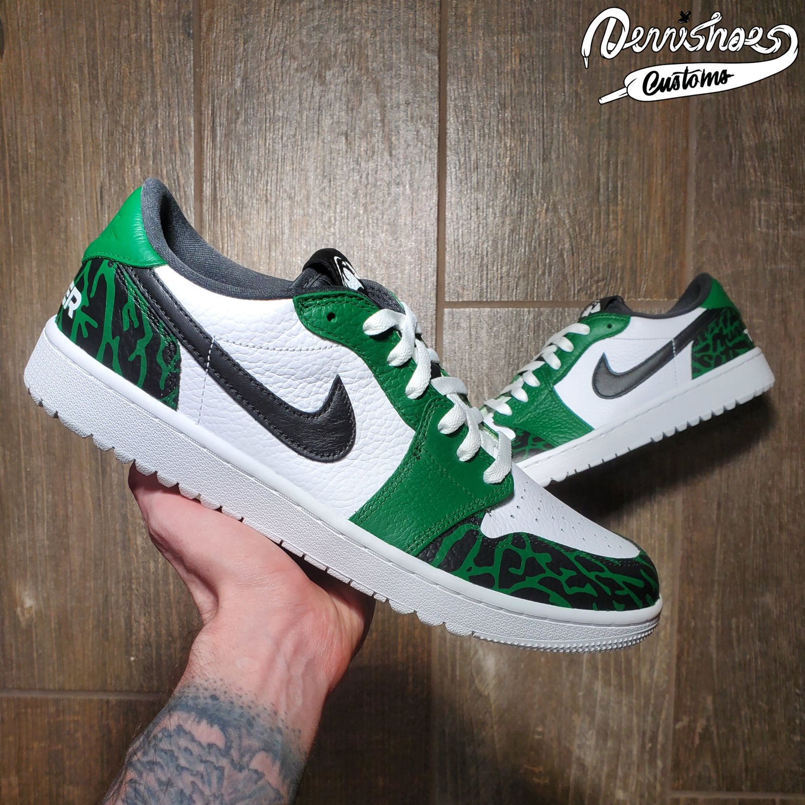 Custom Hand Painted Made To Order Nike Air Jordan 1 AJ1 Low Golf Shoes Men Women Dennishoes Customs