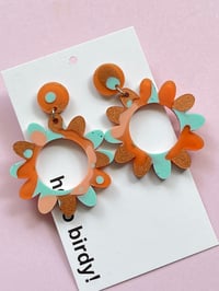 Image 1 of Flora earring Turquoise & Bronze
