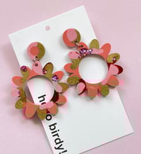 Image 1 of Flora earring Pink & Gold