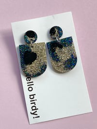 Image 1 of Louise dangle stud Glitter Black 
