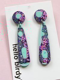 Image 2 of Grace Teardrop Stud Pink & Turquoise