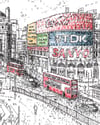 Piccadilly Circus, London Signed Print Typewriter Art