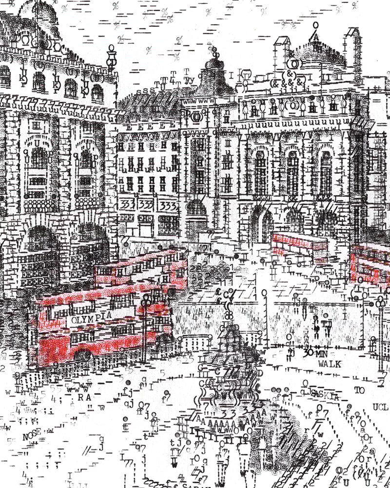 Image of Piccadilly Circus, London Signed Print Typewriter Art
