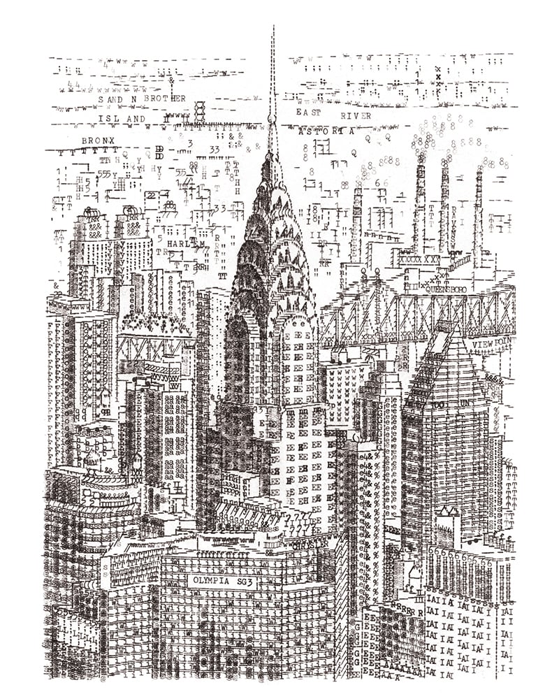 Image of Chrysler Building, New York Signed Print Typewriter Art