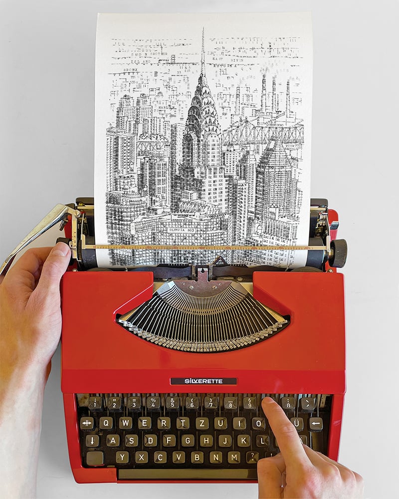 Image of Chrysler Building, New York Signed Print Typewriter Art