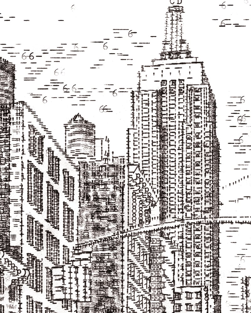Image of Empire State Building, New York Print Signed Typewriter Art