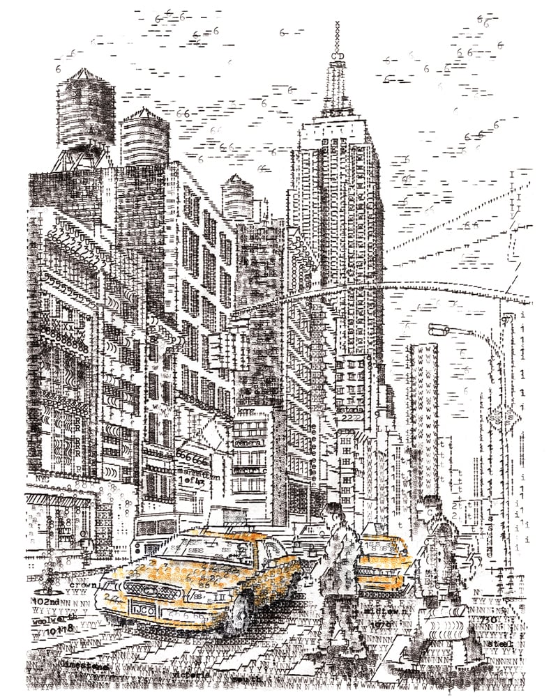 New york city skyline illustration Black and White Stock Photos & Images -  Alamy