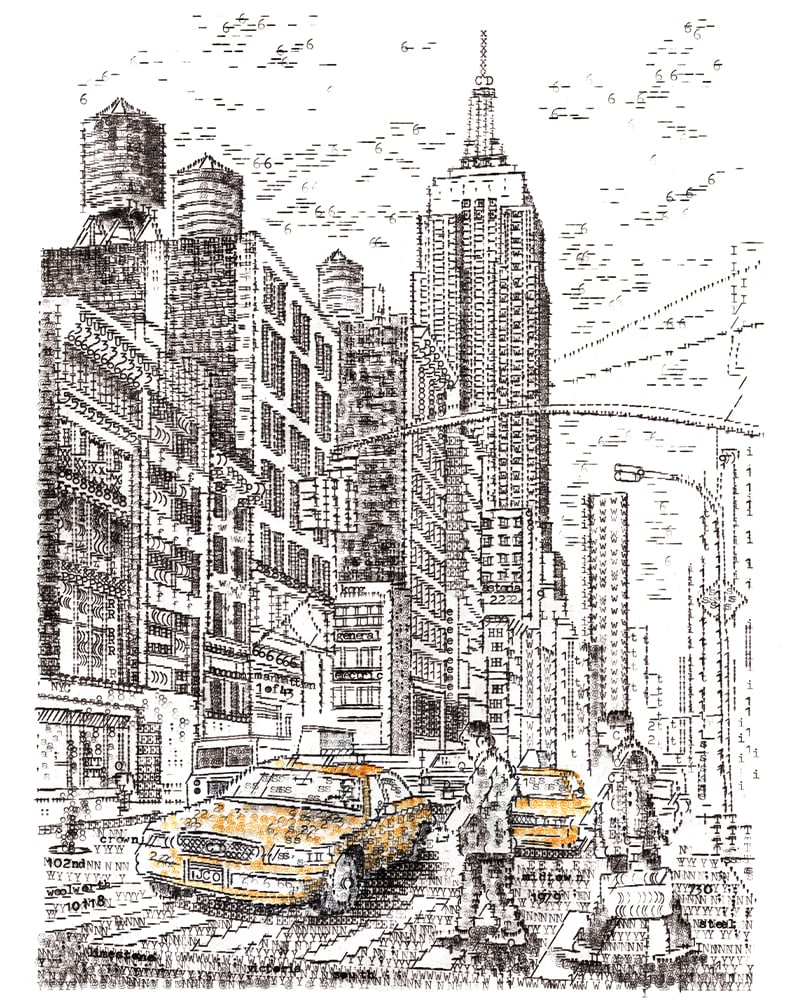 Image of Empire State Building, New York Print Signed Typewriter Art
