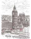 Big Ben from London Eye, Hand-Signed Print Typewriter Art