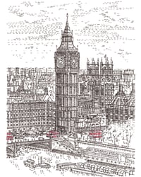 Image 1 of PRE ORDER Big Ben from London Eye, Hand-Signed Print Typewriter Art
