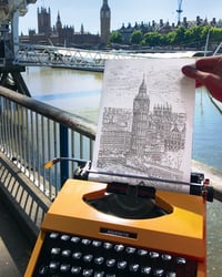 Image 2 of PRE ORDER Big Ben from London Eye, Hand-Signed Print Typewriter Art
