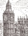 Big Ben from London Eye, Signed Print Typewriter Art