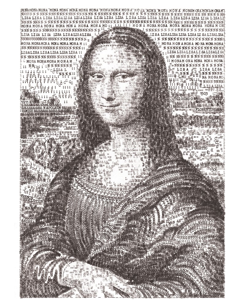 Image of Mona Lisa Signed A4 Print Typewriter Art 