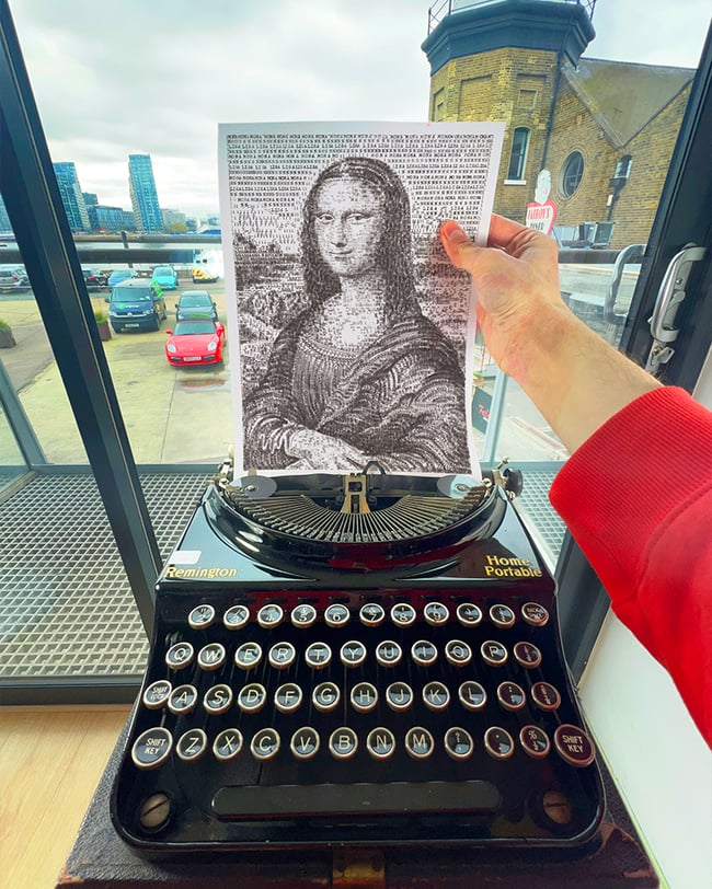 Mona Lisa Hand-Signed A4 Print Typewriter Art