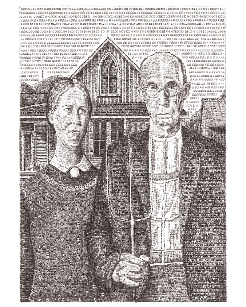 Image of American Gothic Signed Print Typewriter Art