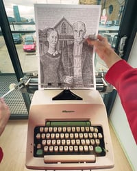 Image 2 of PRE ORDER American Gothic Print Hand-Signed Typewriter Art