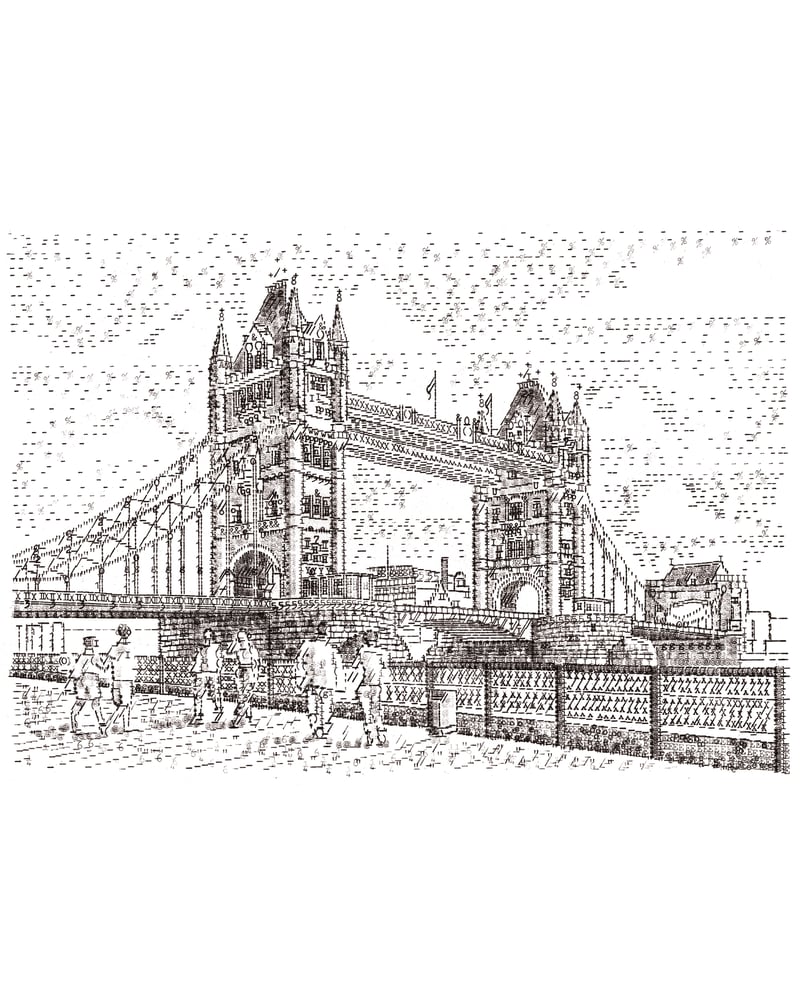 Image of Tower Bridge Signed Limited Edition of 200 Print Typewriter Art 
