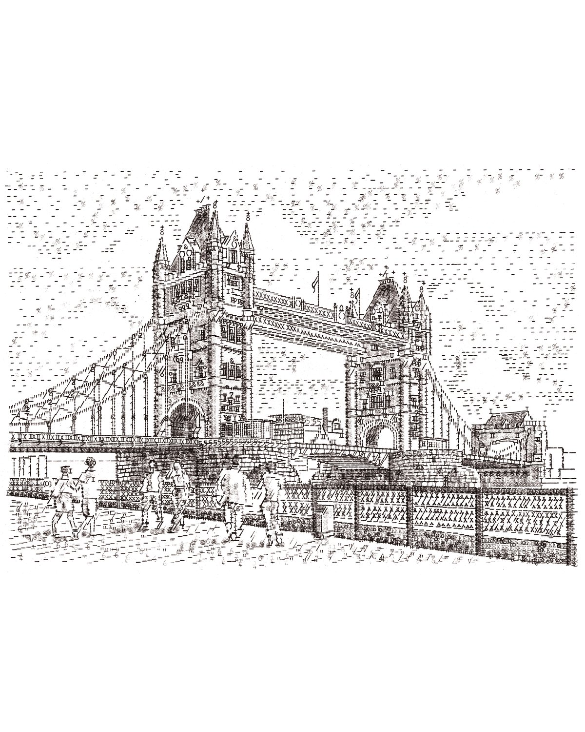 Image of Tower Bridge Signed Limited Edition of 200 Print Typewriter Art 