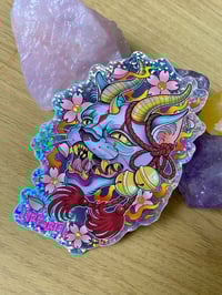 Image 1 of Neko Demon Cat glitter sticker. Large sticker. Tattoo design.