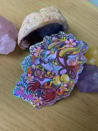 Image 3 of Neko Demon Cat glitter sticker. Large sticker. Tattoo design.