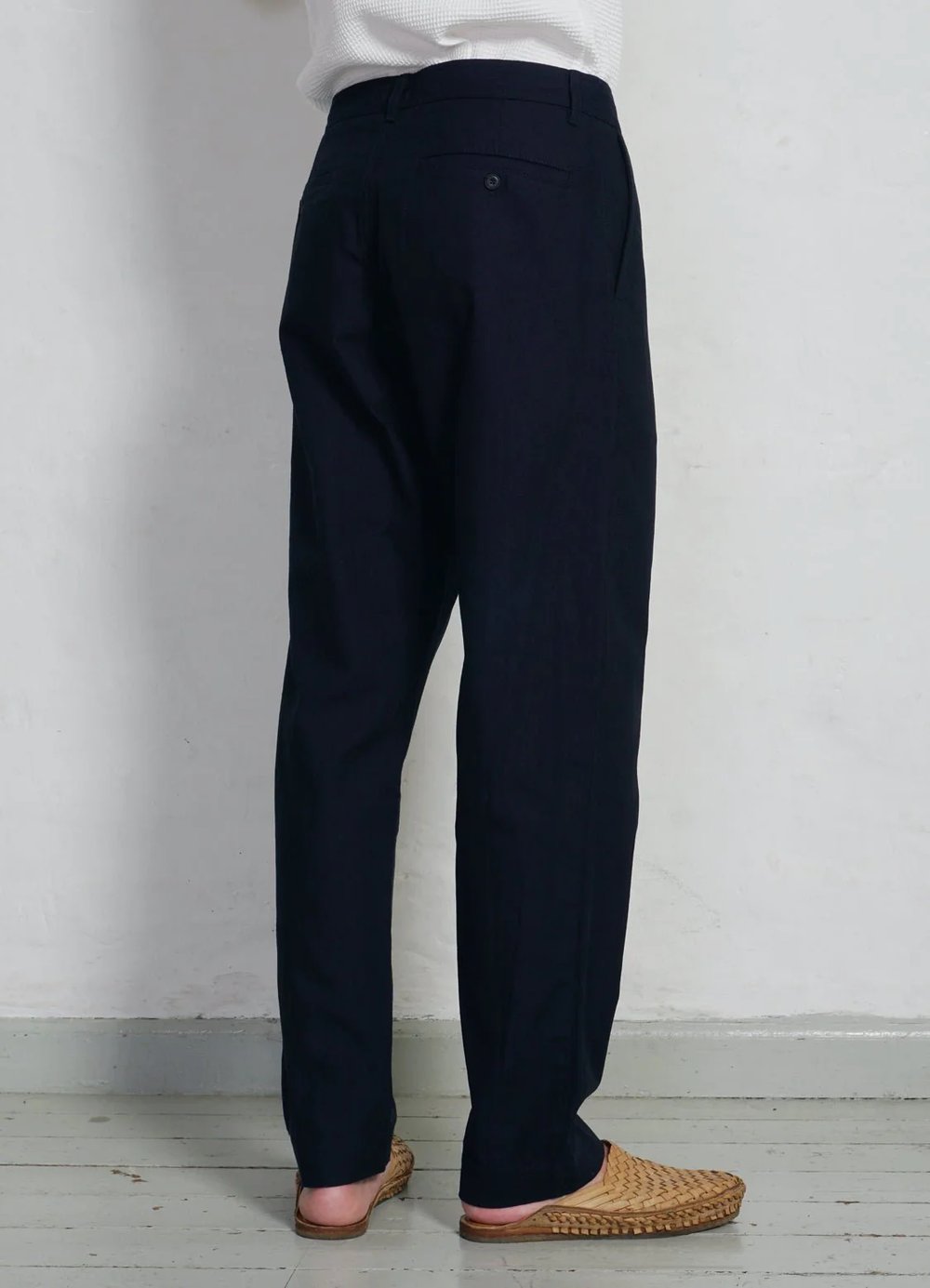 Hansen Garments KEN | Wide Cut Trousers | indigo herringbone